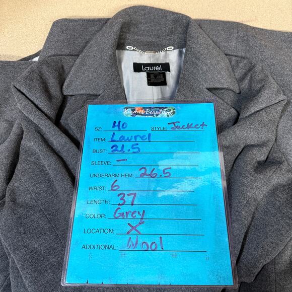 Laurel by Escada Double Breasted Car Coat Wool Angora Women 40 M Grey Tailored - Picture 12 of 12